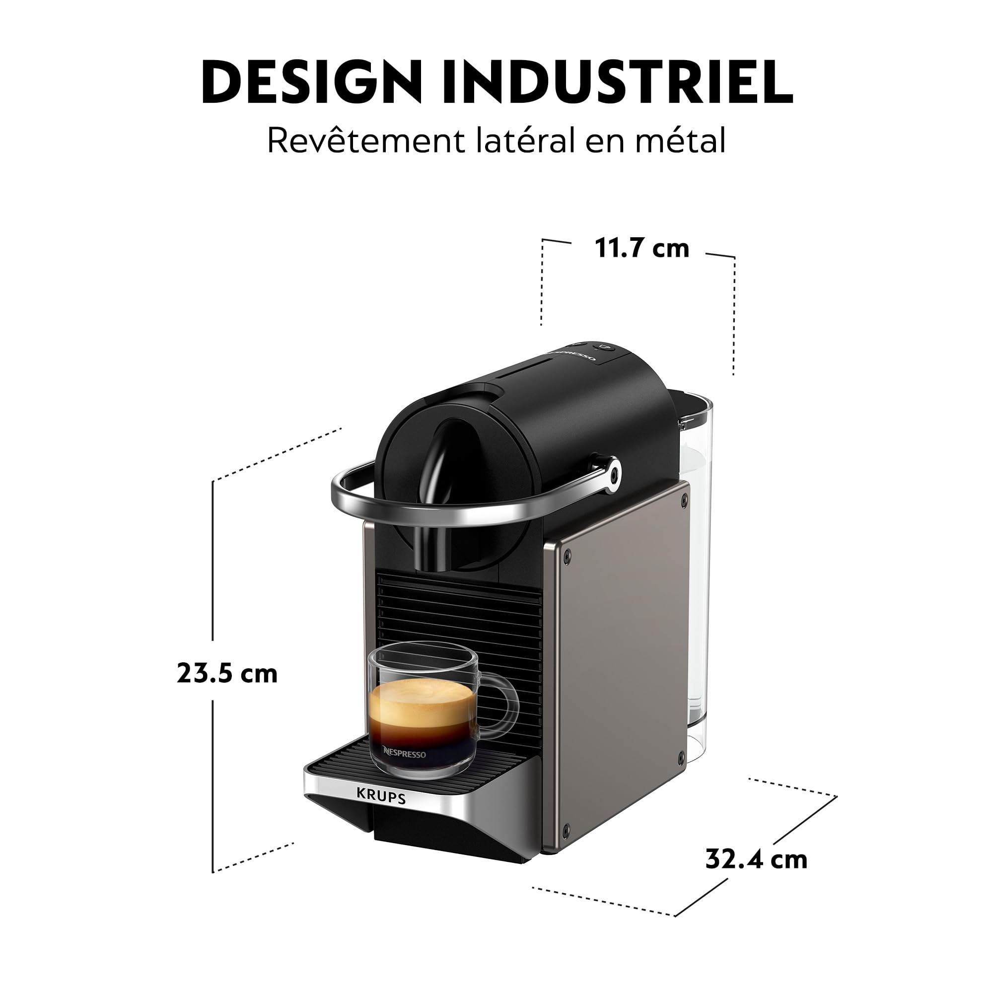 Fluxva Pixie – Machine à café à capsules, habillage métal, Titane – visuel 5